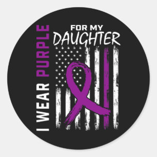 Purple Daughter Pancreatic Cancer Awareness USA Fl Classic Round Sticker