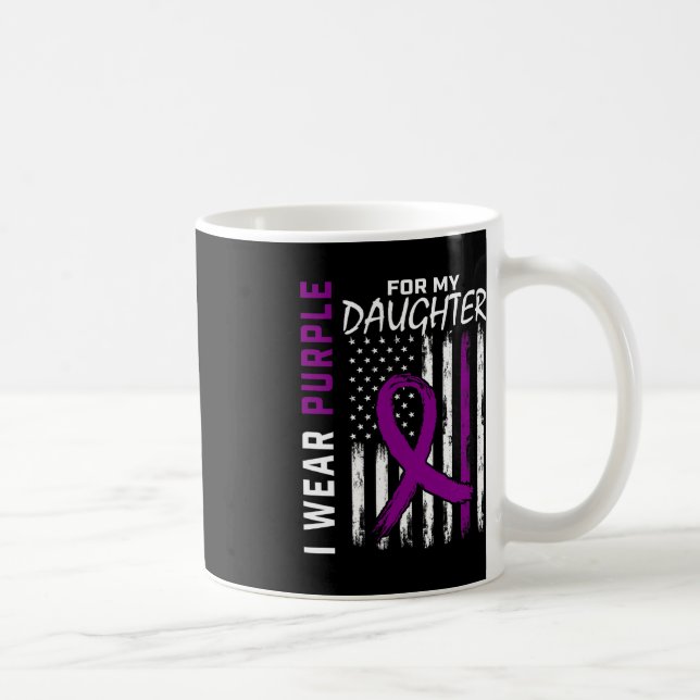 Purple Daughter Pancreatic Cancer Awareness USA Fl Coffee Mug (Right)