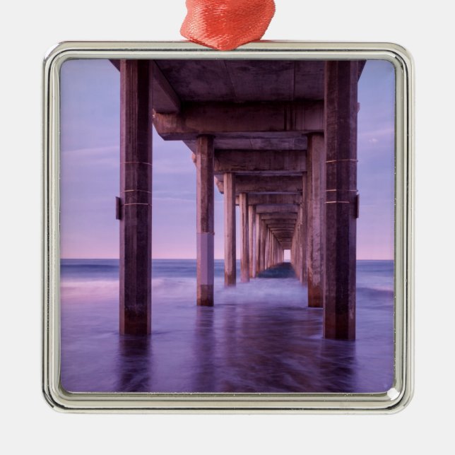 Purple Dawn At Scripps Pier Metal Ornament (Front)