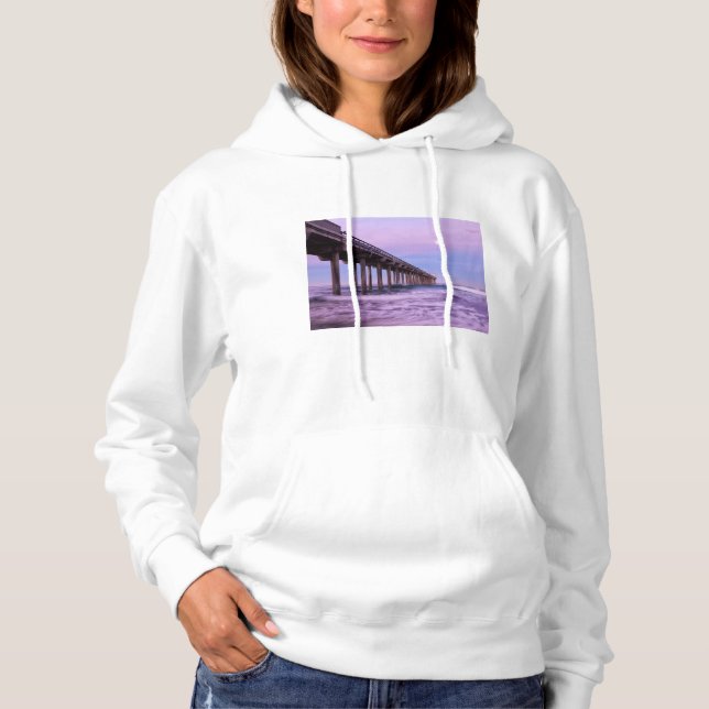 Purple dawn over pier, California Hoodie (Front)