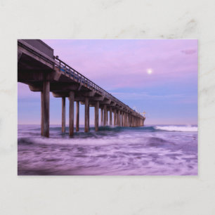 Purple dawn over pier, California Postcard