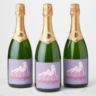 Purple Dazed & Engaged Bachelorette Champagne Sparkling Wine Label