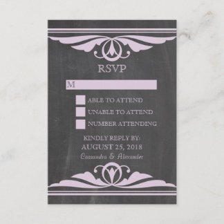 Purple Deco Chalkboard Response Card