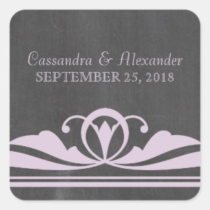 Purple Deco Chalkboard Wedding Stickers
