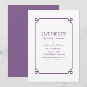 Purple Deco Chic Save the Date Invite