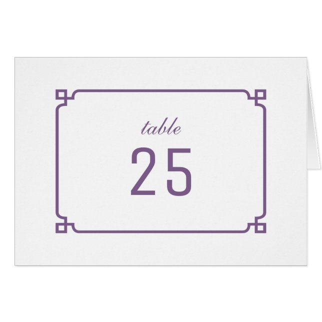 Purple Deco Chic Table Number (Front Horizontal)