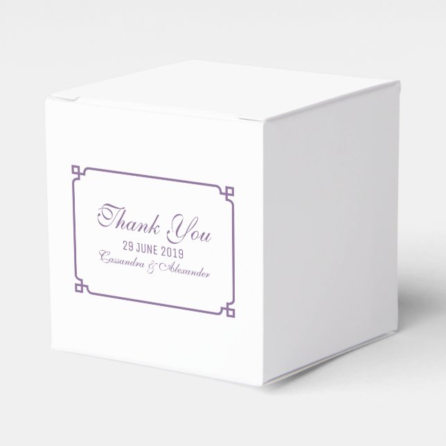 Purple Deco Chic Wedding Favor Box (Front Side)