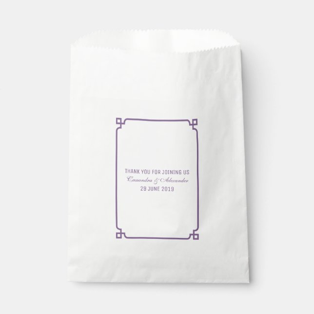Purple Deco Chic Wedding Favour Bag (Front)