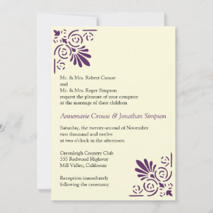 Purple Deco Elements Wedding Invitation