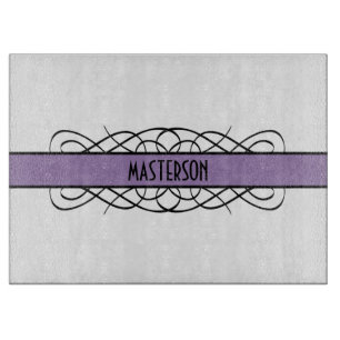 Purple Deco Flourish Cutting Board