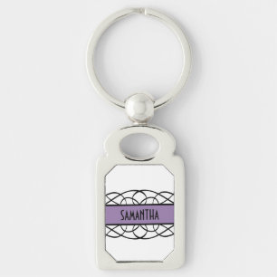 Purple Deco Flourish Metal Keychain
