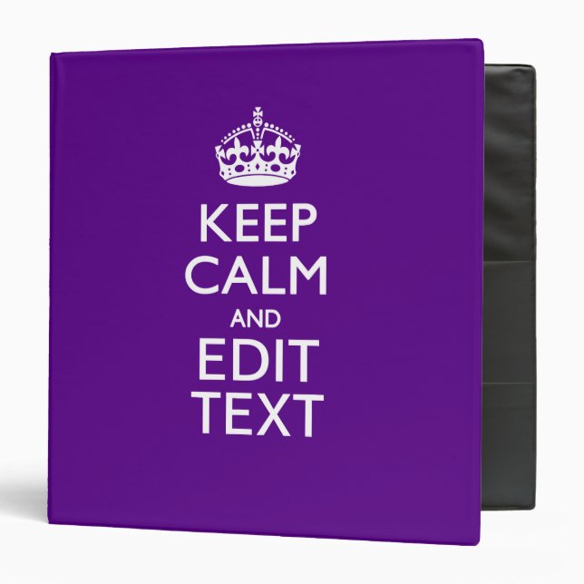 Purple Decor Keep Calm And Your Text Easily Binder (Front/Inside)
