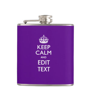 Purple Decor Keep Calm And Your Text Easily Hip Flask