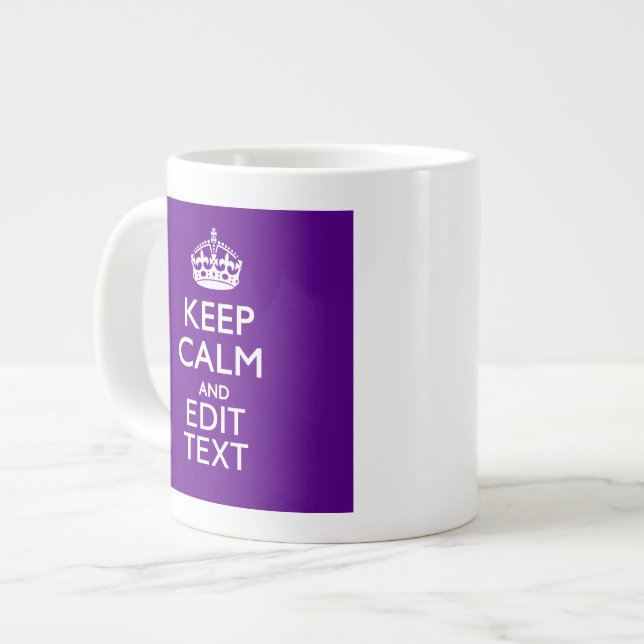 Purple Decor Keep Calm And Your Text Easily Large Coffee Mug (Front Left)