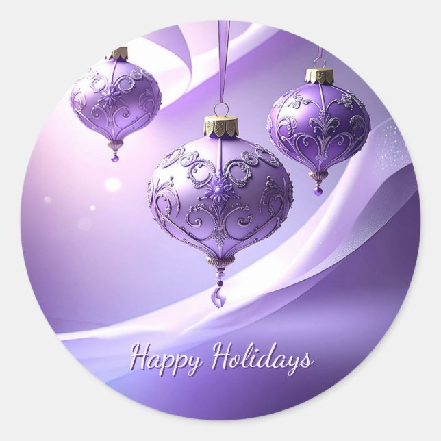 Purple Decorative Christmas Ball Holiday Sticker (Front)