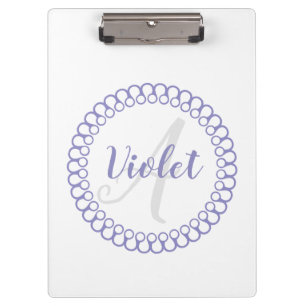 Purple Decorative Circle Monogram Clipboard