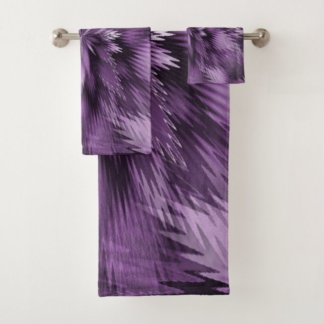 Purple Decorative Floral Bath Towel Set (Insitu)