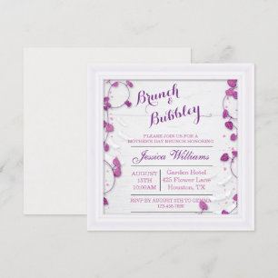 Purple Decorative Mothers Day Brunch & Bubbly Invitation