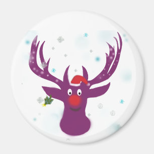 Purple Deer Joyeux Père Noël Cm Round Magnet