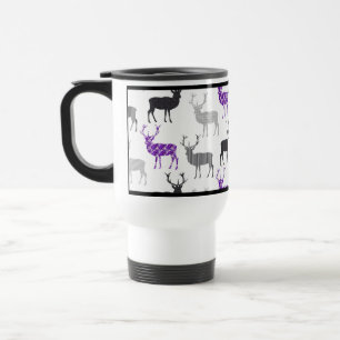 Purple Deer Stag Christmas Pattern Travel Mug