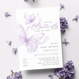 Purple Delicate Baby shower Papillon Invitation