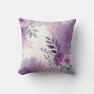 Purple Delightful Floral Accent Throw Pillow