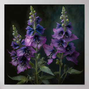 Purple Delphinium Flower Art Print Poster