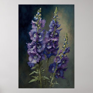 Purple Delphinium Flower Art Print Poster