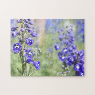 Purple Delphinium Flower Nature Photography Garden Jigsaw Puzzle