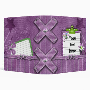 purple denim girly notes journal binder