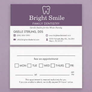 Purple Dental Office Appointment Reminder Card