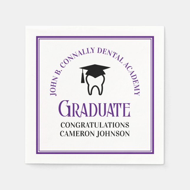 Purple Dental School Custom Graduation Party Napkin (Front)