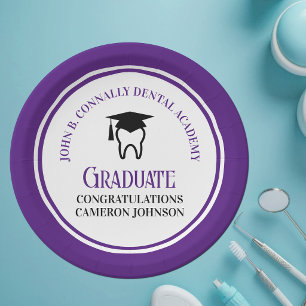 Purple Dental School Custom Graduation Party Paper Plate