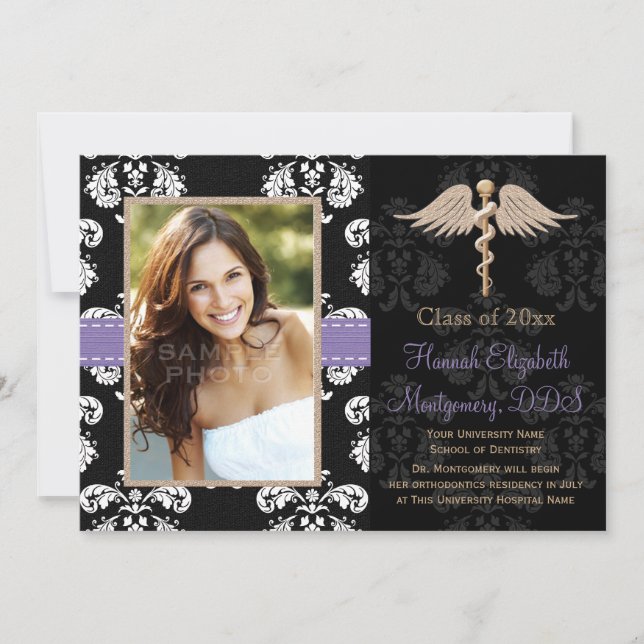 Purple Dental School Graduation Announcements (Front)
