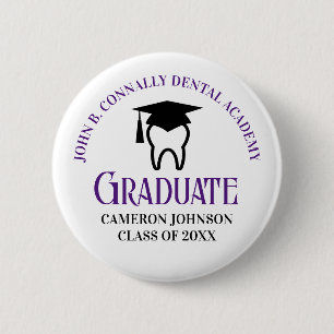 Purple Dentist Graduation Custom Dental School 2 Inch Round Button