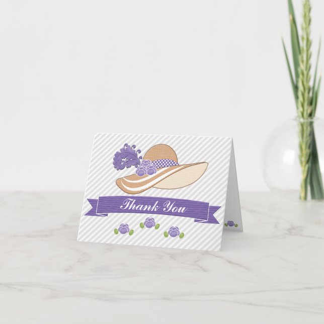 Purple Derby Hat Wedding Shower Thank You (Front)