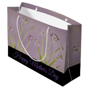 Purple Designer Watercolor Floral Large Gift Bag