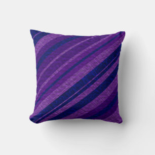 Purple Diagonal Stripes Throw Pillow