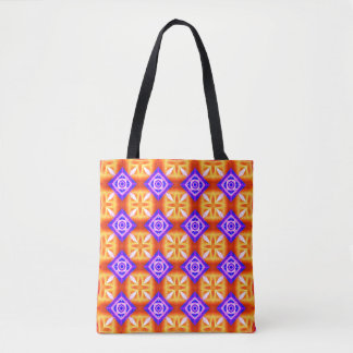 Purple Diamond and Orange Cross Colorful Tote Bag