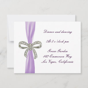 Purple Diamond Bow Wedding Reception Card