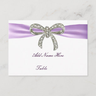 Purple Diamond Bow Wedding Table Place Card