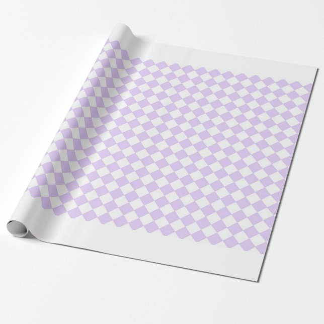 Purple Diamond Chequered pattern Wrapping Paper (Unrolled)
