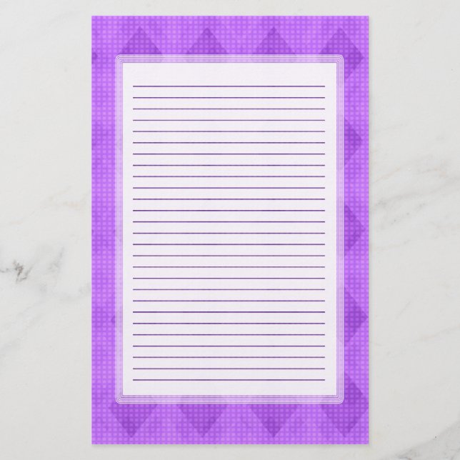 Purple Diamond Lined Stationery (Front)