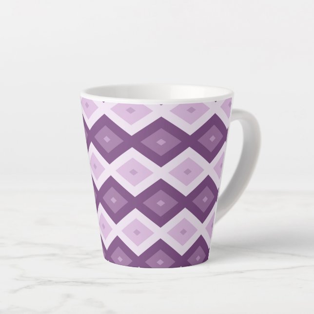 Purple diamond pattern latte mug (Right Angle)