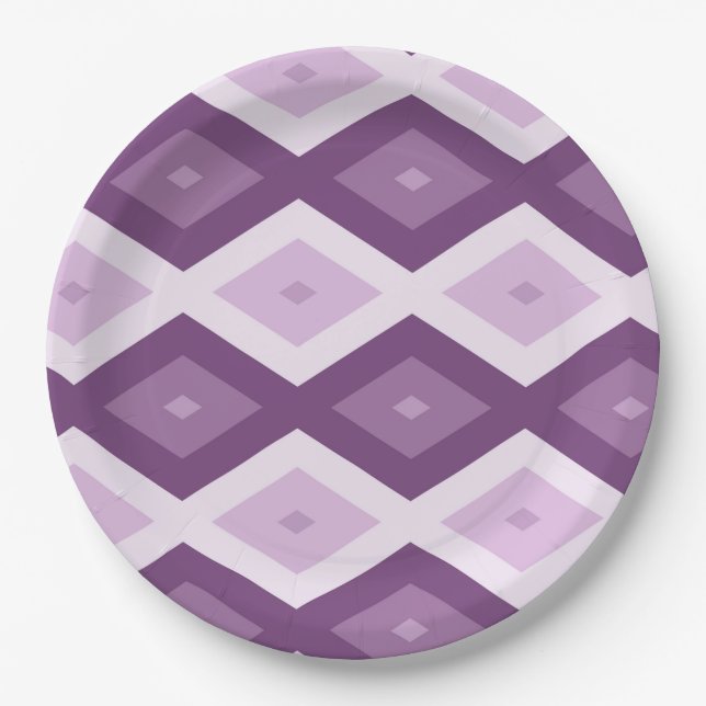 Purple diamond pattern paper plate (Front)