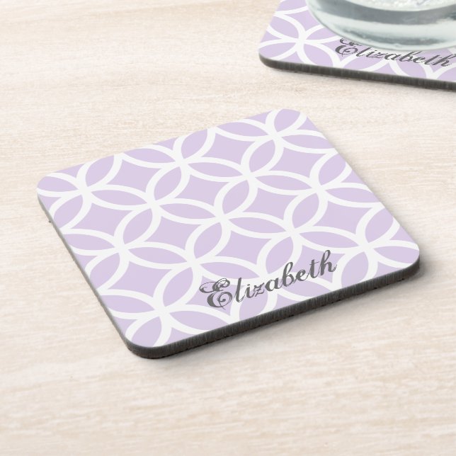 Purple Diamond Pattern Personalized Coaster (Left Side)