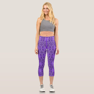 Purple Diamond-y Abstract Pattern  Capri Leggings