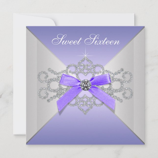Purple Diamonds Lavender Sweet 16 Birthday Party Invitation (Front)
