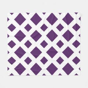 Purple Diamonds on White Fleece Blanket