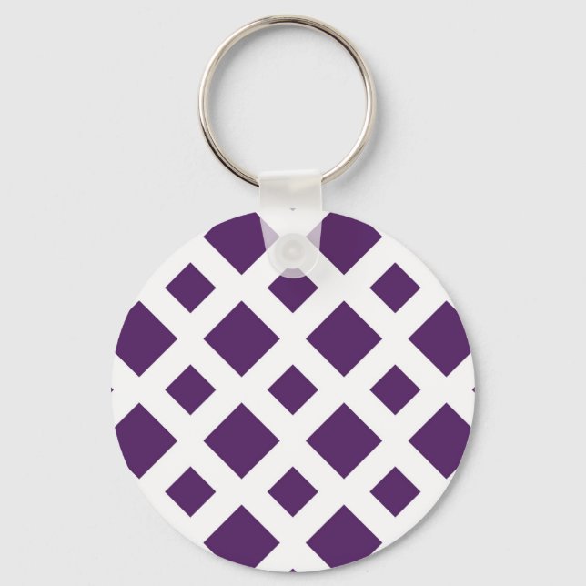 Purple Diamonds on White Keychain (Front)